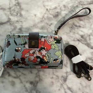 Sakroots Large Coated Canvas Smartphone Crossbody Bag, Skyblue Flower Power